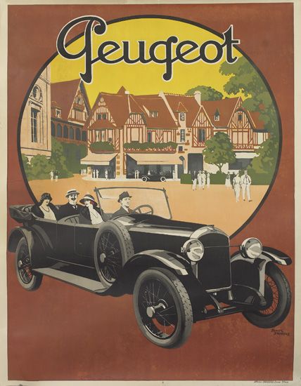 ROGER BRODERS (1883-1953). PEUGEOT. 1923. 62x46 inches, 159x119 cm. Affiches Broders, Epinay.